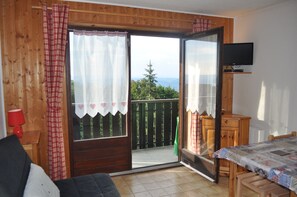TV, DVD player - Cosy traditional studio with lake views, minutes from ski slopes and beaches. (Thollon-les-Mémises)