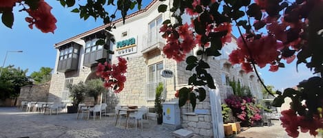 Voorkant accommodatie - avond/nacht