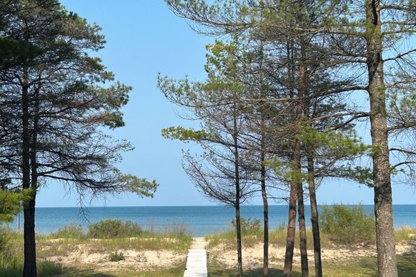 Walkway to the beach, firepit and all the fun