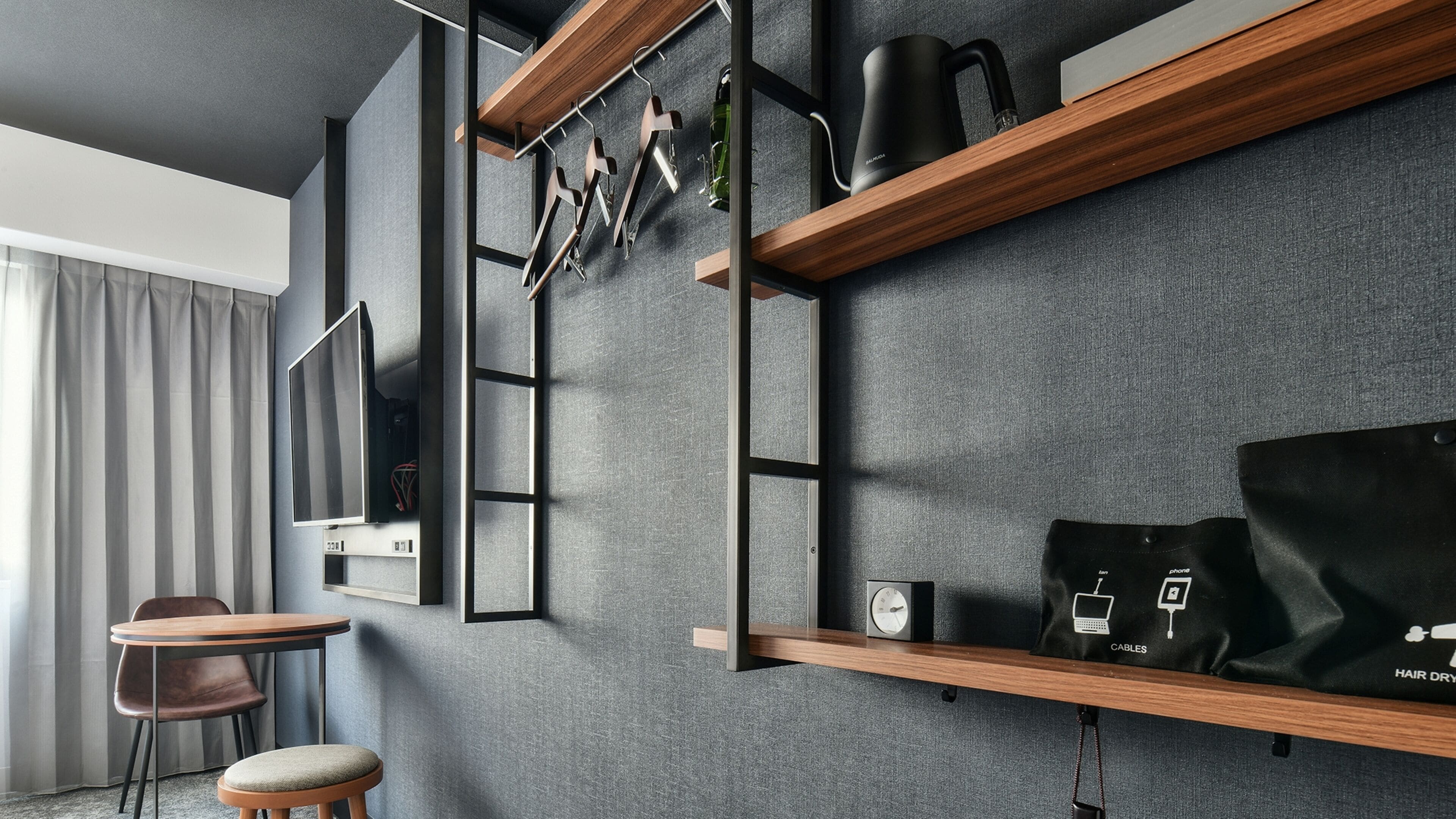 desk, blackout curtains, iron/ironing board, free wifi