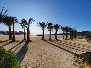 Beach nearby, sun-loungers