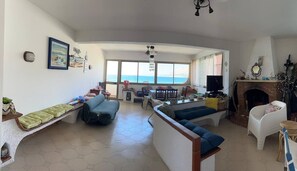 Smart TV, fireplace, video games, books