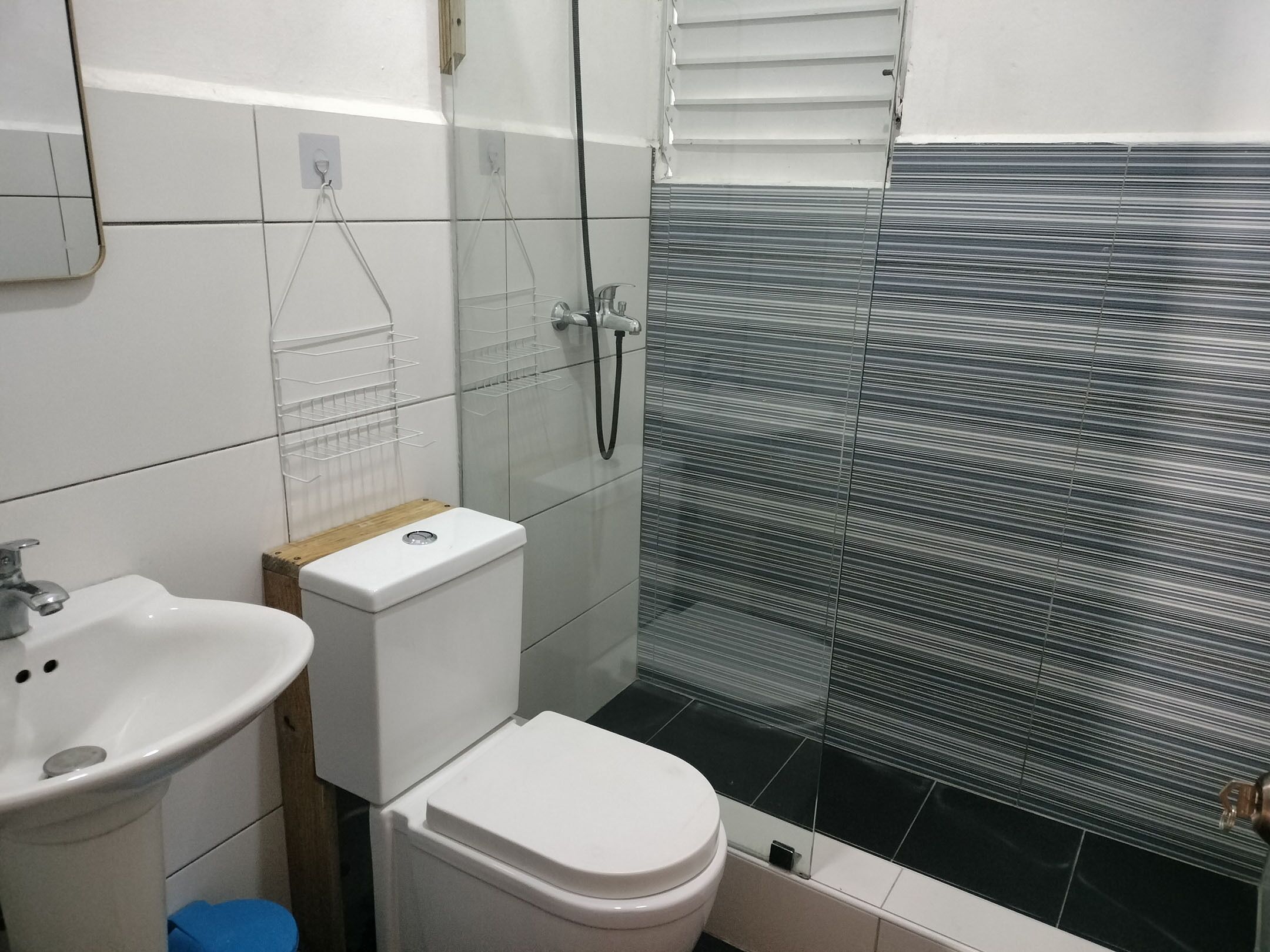 family condo | bathroom | shower, rainfall showerhead, towels