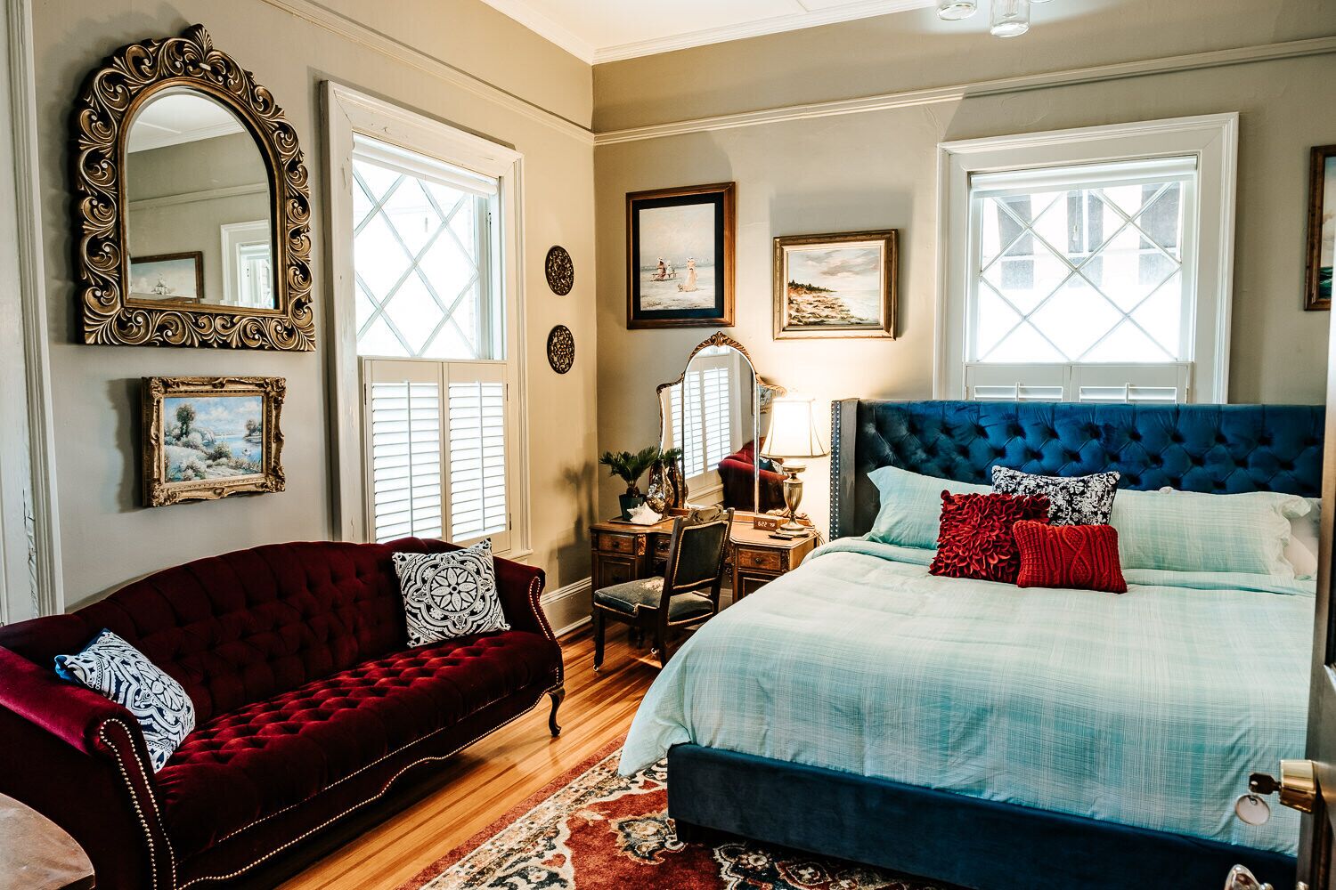 Premium bedding, down duvets, individually decorated