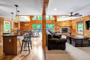 TV, fireplace, video games, offices