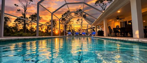 Piscine extérieure, piscine chauffée