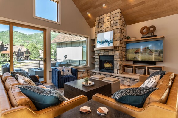 Smart TV, fireplace, video games, books