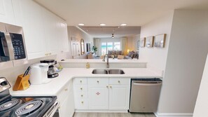 Leilighet, 2 soverom | Eget kjøkken | Kjøleskap, mikrobølgeovn, kaffetrakter/tekoker og brødrister