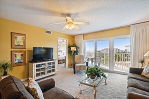Condo, 2 Bedrooms | Living area - Seacrest 405 is 2 BR Gulfview on Okaloosa Island by RedAwning (Fort Walton Beach)