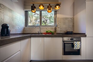 Fridge, microwave, oven, stovetop - 2 Bedroom designer apartment with Pool in Kotor Dobrota (Kotor)