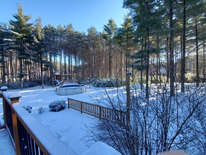 4 Bedroom lodge on wooded land with heated swimming pool and hot tub