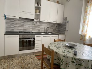 Fridge, stovetop, cookware/dishes/utensils