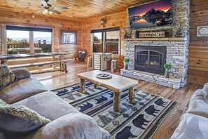 Smart TV, fireplace - Panoramic View - Suite 2: Brand New Hot Tub - Room w/ French Doors to Porch (sevierville)