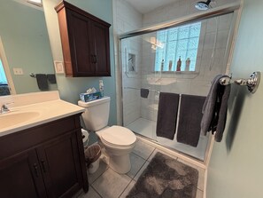 Combined shower/bathtub, hair dryer, towels, soap - Stilt home close to MacRaes, city dock, Wild Life Park. (Homosassa)