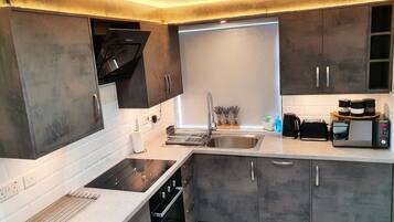 Fridge, microwave, oven, dishwasher
