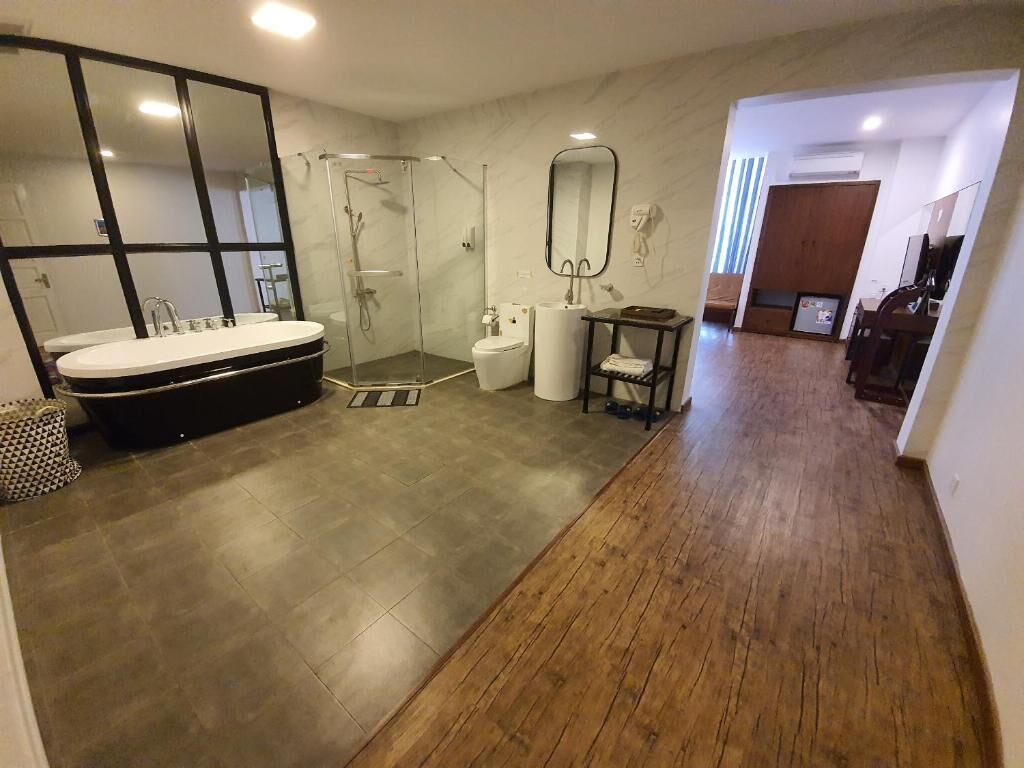 Free toiletries, hair dryer, slippers, towels