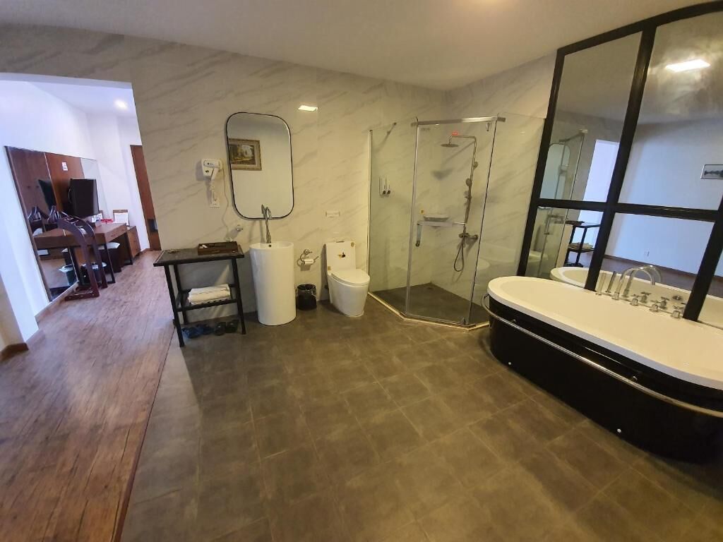 free toiletries, hair dryer, slippers, towels