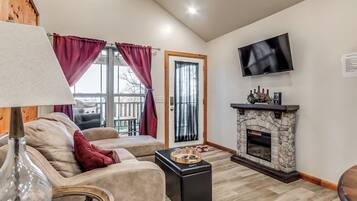 TV connectée, cheminée, lecteur de DVD