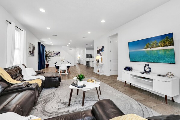 TV, DVD player, ping pong