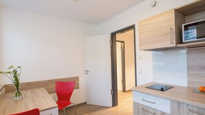 Triple Room | Private kitchen | Fridge, microwave, stovetop, cookware/dishes/utensils - A2 Boarding House Memmingen (Memmingen)