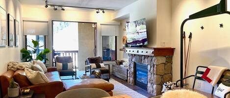 Smart TV, DVD player, books, video library