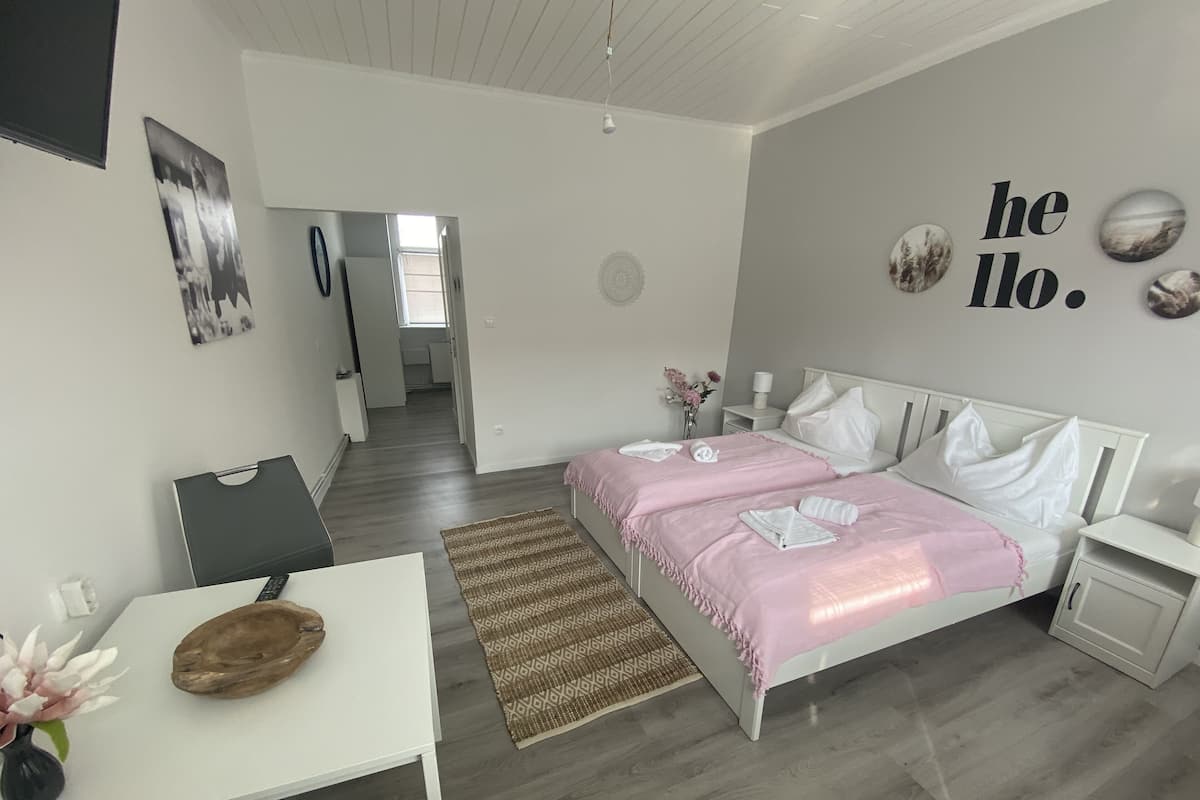 2 habitaciones, escritorio y espacio para trabajar con laptop