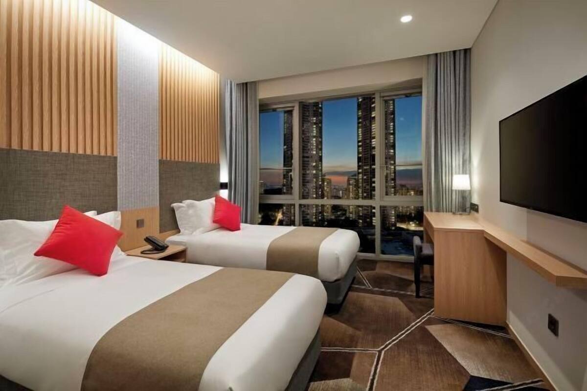 Down duvets, memory-foam beds, in-room safe, desk