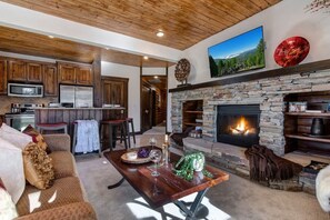 TV, fireplace, offices