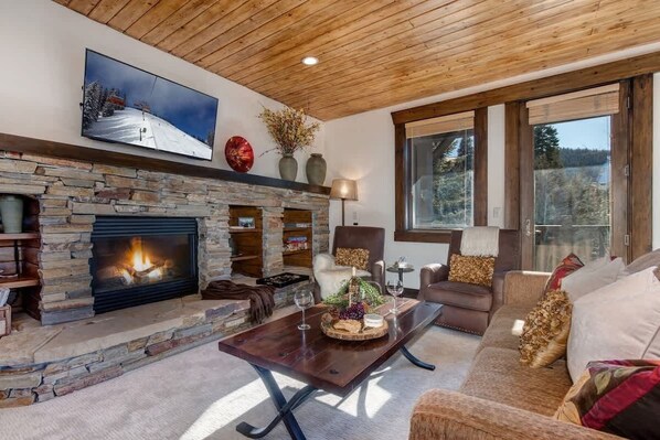 TV, fireplace, offices