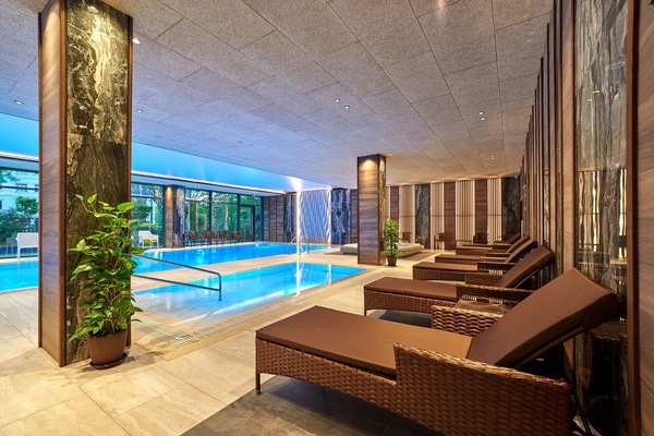 Indoor pool, sun loungers