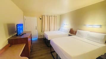 Desk, laptop workspace, free WiFi, bed sheets