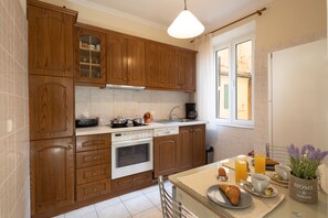 Apartment, 1 Bedroom | Private kitchen | Full-size fridge, oven, stovetop, coffee/tea maker - San Nicolo dei Vecchi Casa by CorfuEscapes (Corfu)