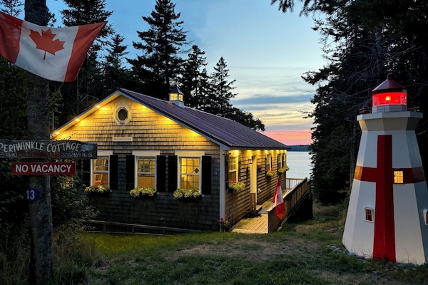 Dusk at the lovely Periwinkle Cottage on Campobello Island Head Harbour Light
