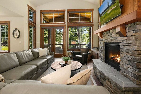 TV, fireplace, table football, ping pong