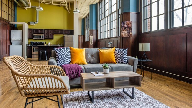 Deluxe Suite, 1 Bedroom, Private Bathroom | Living area - 1 & 2 BR Apts w/ Gym, WiFi & Laundry by Frontdesk (Cleveland)