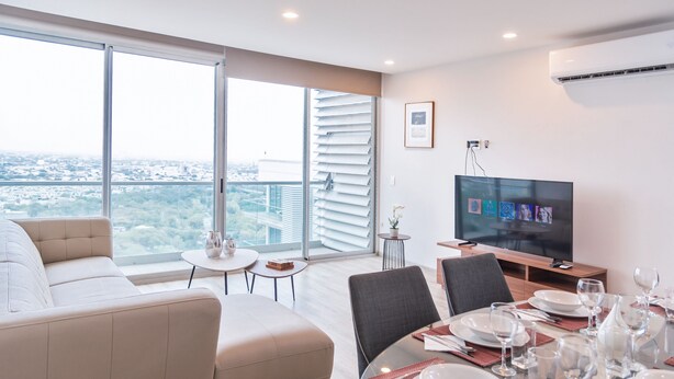 Apartment, 2 Bedrooms | Living area - Modern Apartment, Park, Pool, Gym, Foundry & Center - 1KSB, 4SB, 2 BTH by Mty (Monterrey)