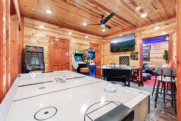 Let the competitive juices flow over air hockey, foosball, arcade games, and other activities in the game room.