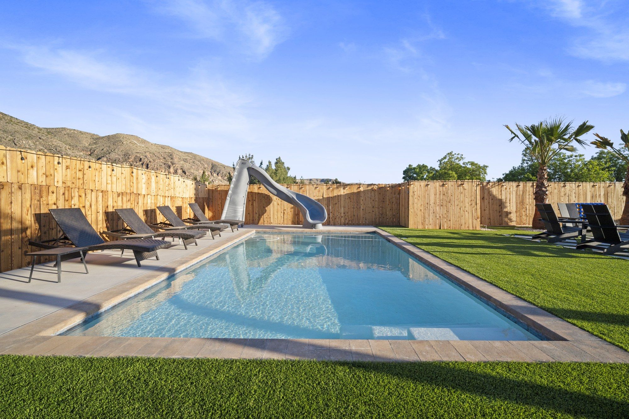 Long-shot of beautiful pool (without gate)