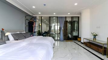 Panoramic Apartment, 1 Bedroom | Premium bedding, down comforters, memory foam beds, free minibar items