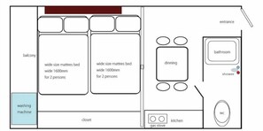 Condo, 1 Bedroom (501) | Floor plan