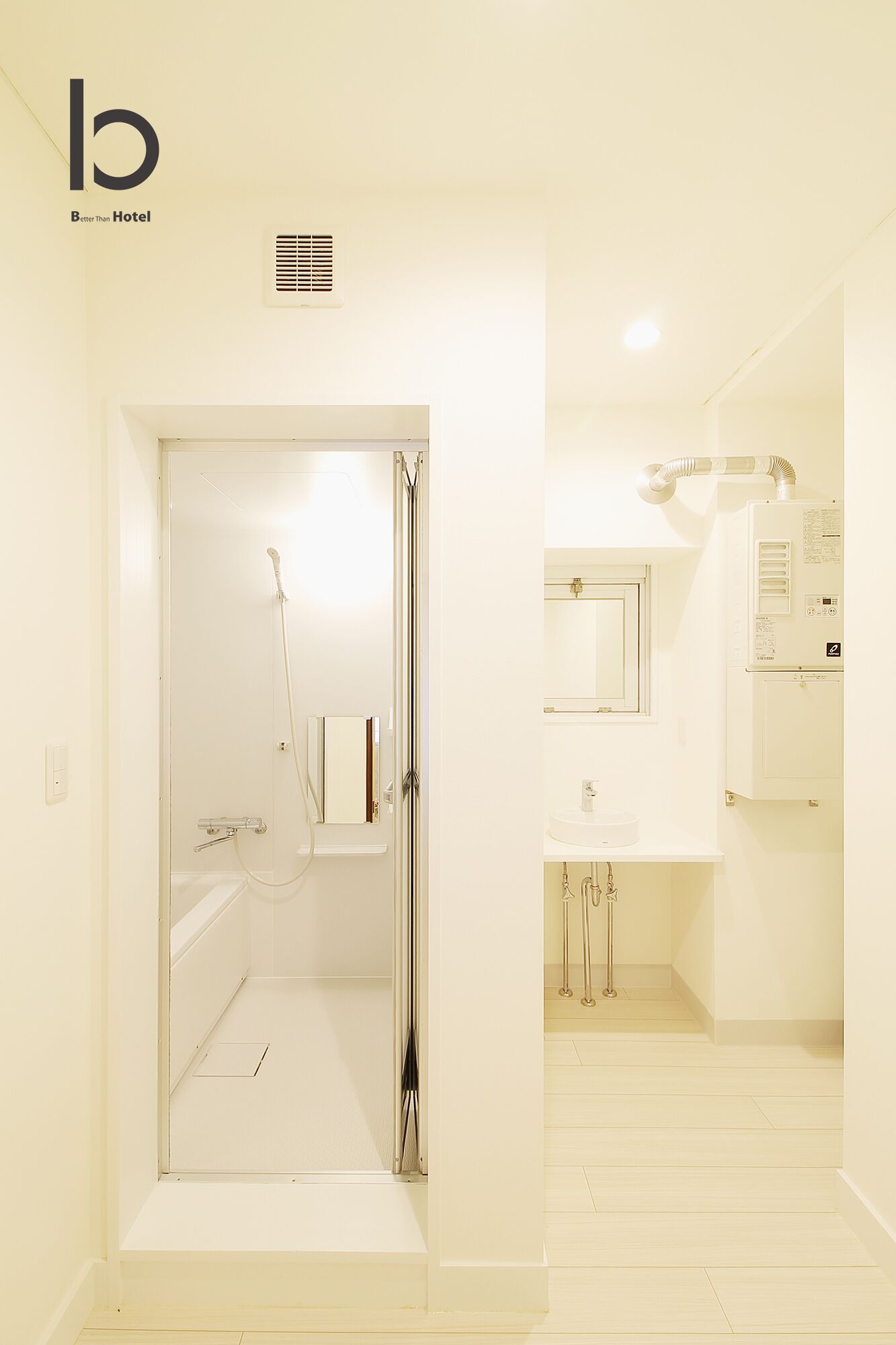 A modern bathroom with a glass shower door, a sink, and a mirror.
