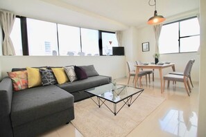 Condo, 2 Bedrooms (301) | Living area | TV - LUXES Hijiyama (Hiroshima)