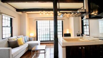 Individually decorated, individually furnished, desk, laptop workspace