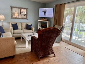 Flat-screen TV, DVD player