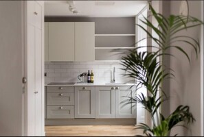 Apartment | Eigene Küche | Kühlschrank, Mikrowelle, Ofen, Herdplatte