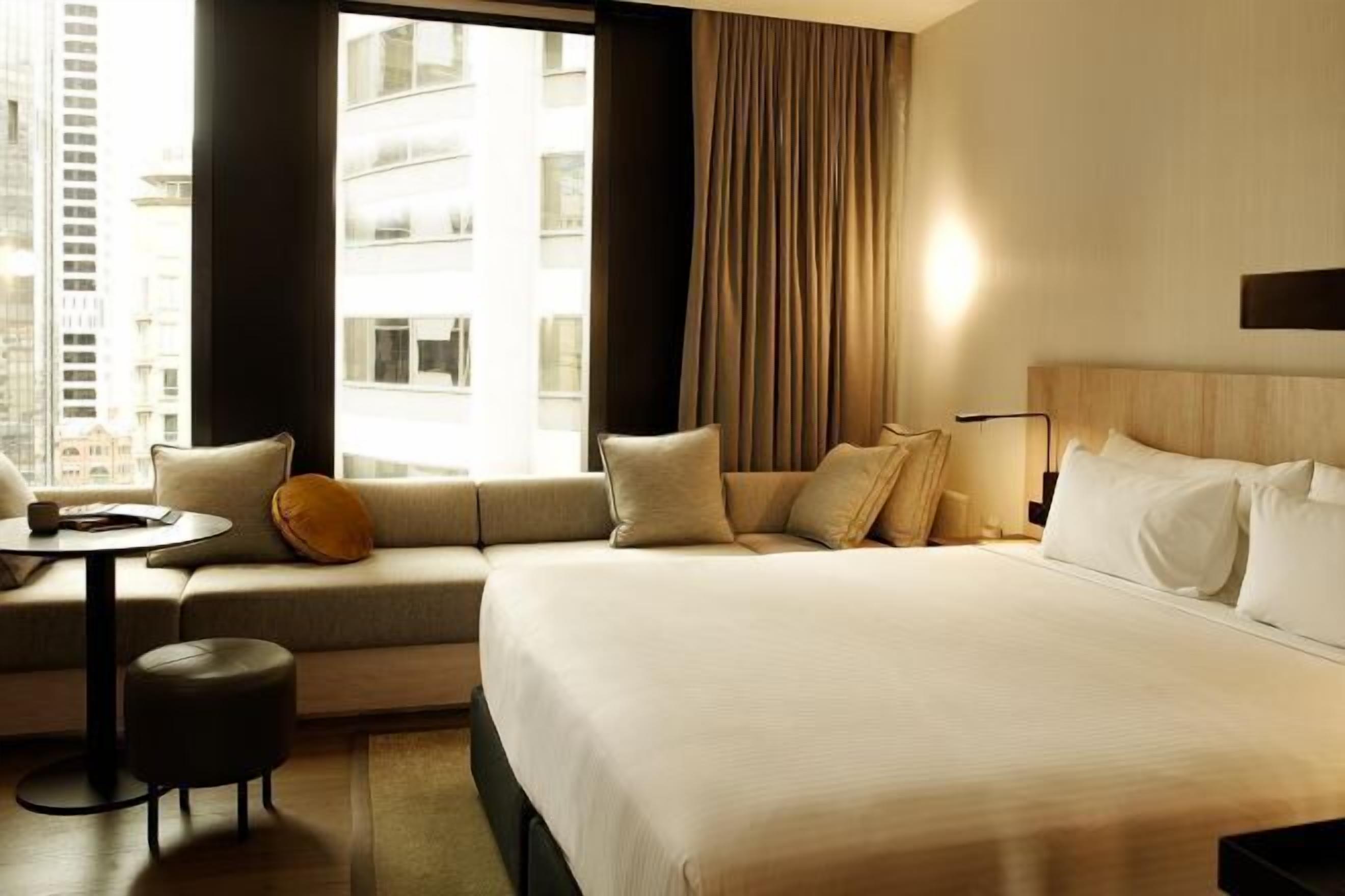 Egyptian cotton sheets, premium bedding, pillow-top beds, minibar