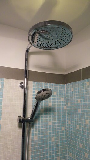 Regadera, secadora de cabello, bidet, toallas 