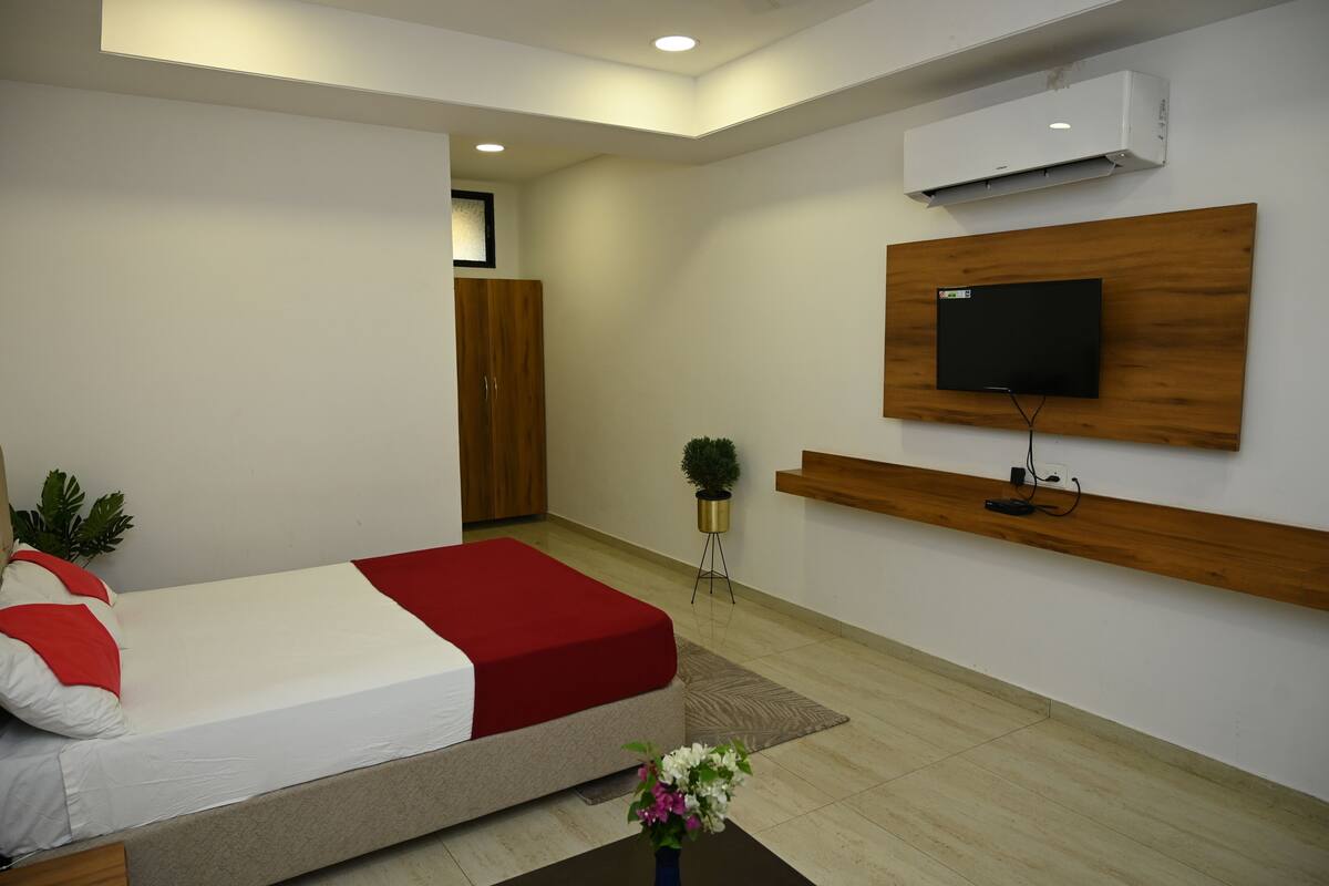 Individually furnished, desk, laptop workspace, iron/ironing board