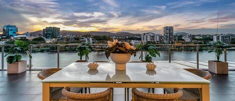 Sunset over Brisbane River and Mt Cootha