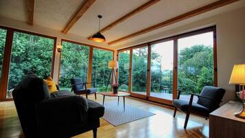 Fernseher, Kamin, Tischtennisplatte, Bücher